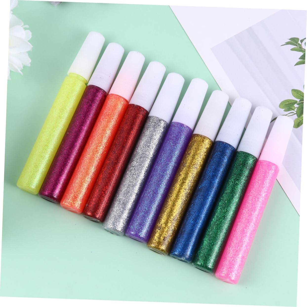 Operitacx 5 Sets Stylo Colle à Paillettes 50 Pcs Stylo à Colle Scintillant pour Décoration Manuelle et Projets Artistiques Couleur Aléatoire