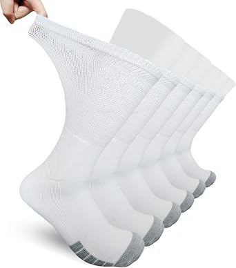 SYOLLAVE Diabetic Extra Width Crew Socks Non Binding Bariatric Sock for Women Men Swollen Feet Large Size Diabetics 3 Pairs