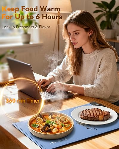 Miniatura 8 de Tapete de calentamiento para alimentos, paquete de 2 bandejas de calentamiento eléctricas para fiestas, buffet, 7 ajustes de temperatura y