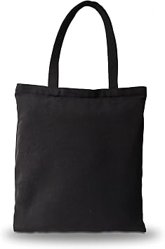 Canvas Zipper Tote Bag, 14"x16", Black, Plain, Zippered, Bulk