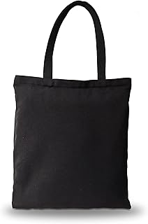 Canvas Tote Bulk 14"x16" No Zipper Black Canvas Bags for Work, Travel, Beach, Sports