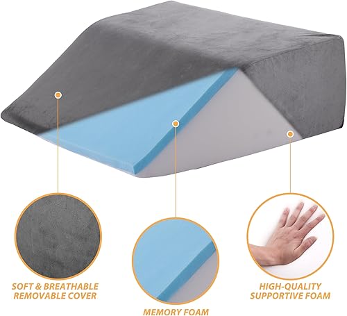 Miniatura 4 de Bedluxe Almohadas de elevación de piernas, almohadas de piernas para dormir, parte superior de espuma viscoelástica de gel refrescante, almohada de