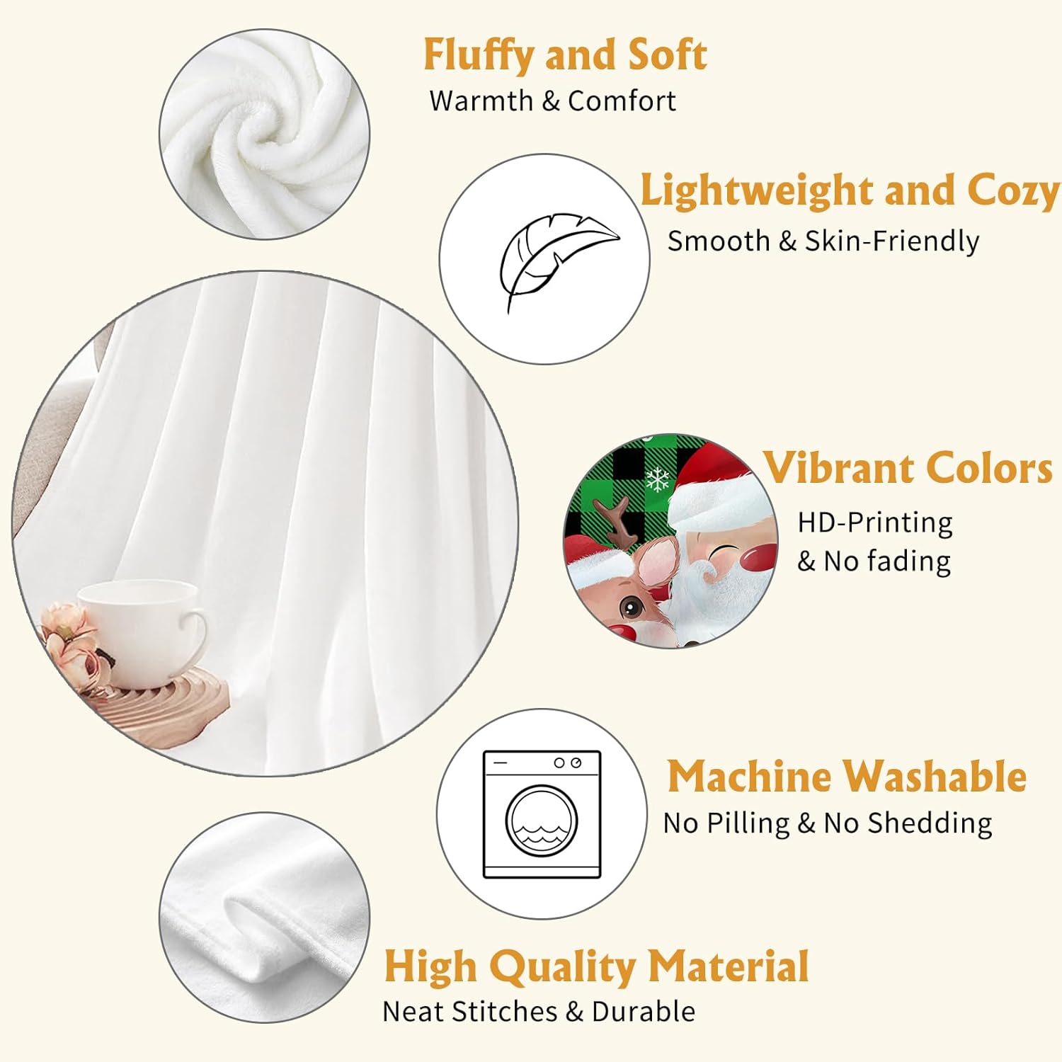 YeeJu Christmas Decorative Throw Blanket King Size Green Plaid Santa Claus Blanket for Bed Soft Lightweight Fuzzy Plush Fleece Blanket and Throws Large Big Oversized Xmas Holiday Blanket 90x108