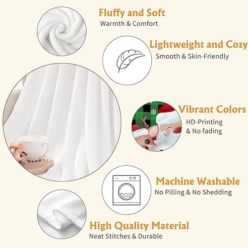 Miniatura 3 de YeeJu Manta decorativa de Navidad, manta de copo de nieve rojo y blanco para sofá, cama, suave, acogedora, ligera, mullida, manta de forro polar de