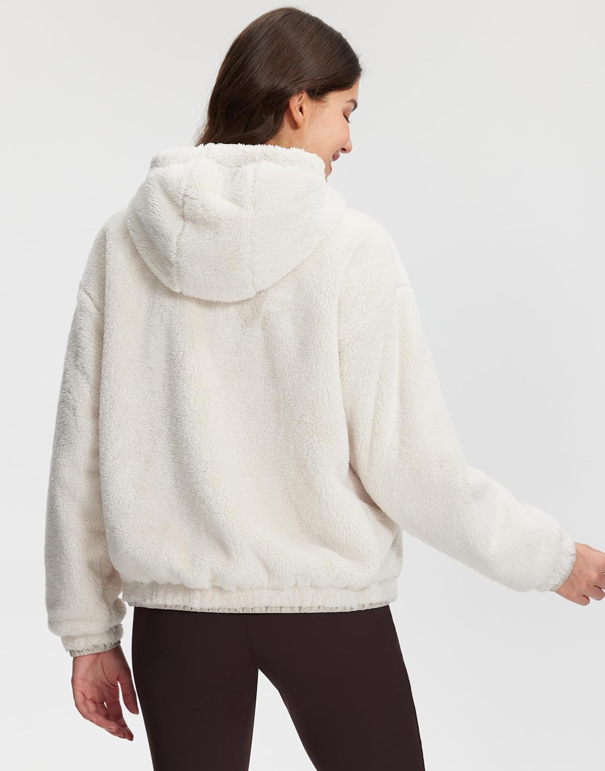 Pioneer Camp Women's Fuzzy Fleece Jacket Lightweight Full Zip Up Sherpa Jacket with Hood Warm Soft Fall Winter Coat Hoodie - Image 2