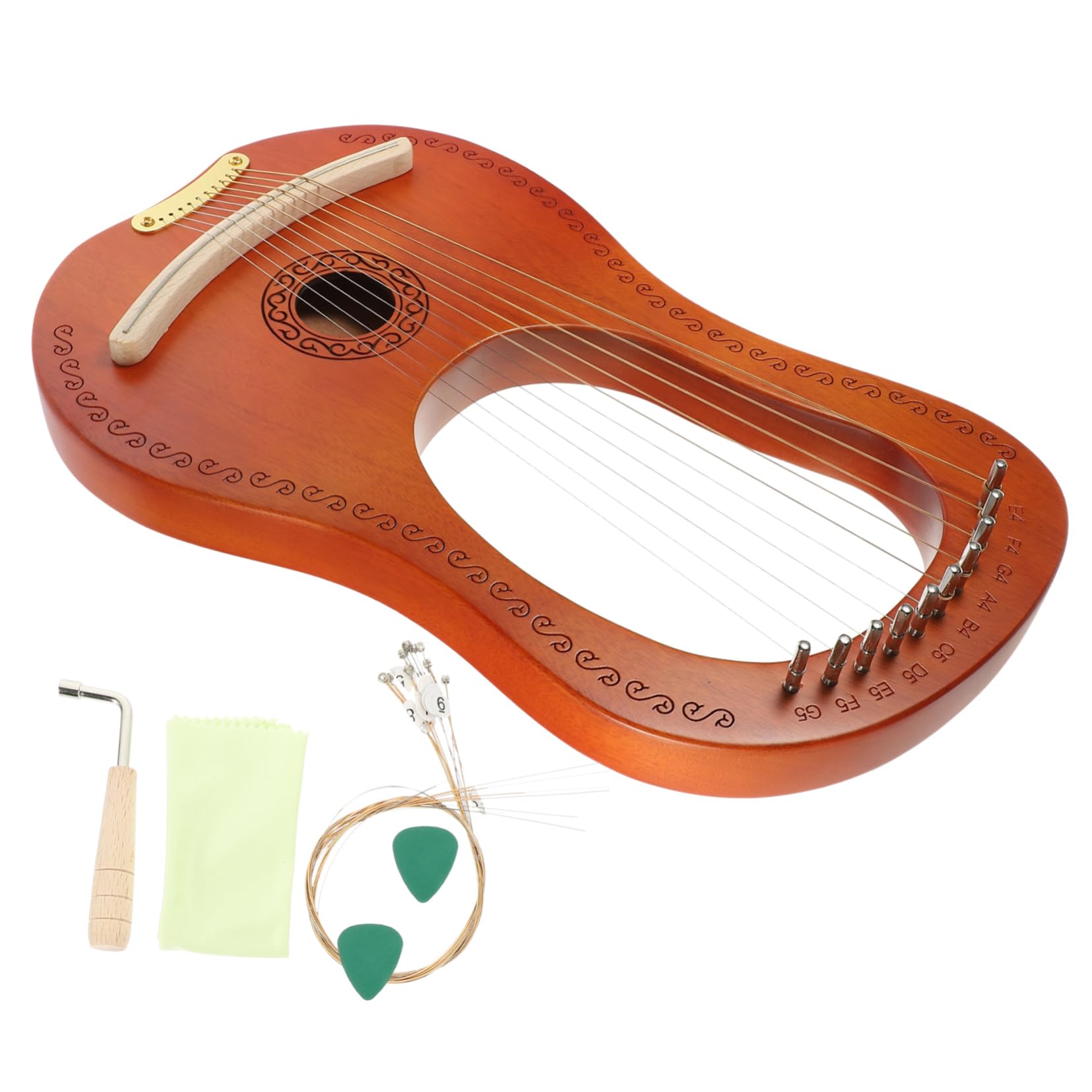 Totority 10-string Lyre Harp Made of Solid Wood Harp Tuning Wrench Perfect for Boys and Girls Adults Random Color