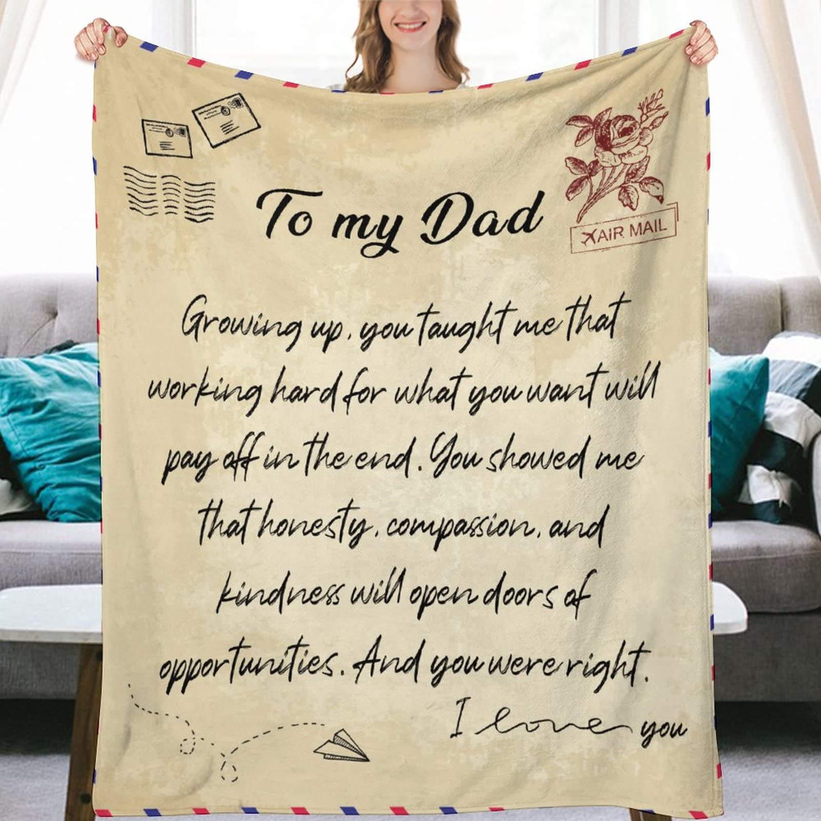 Couverture doudoune papa plaid flanelle cadeau fete des peres