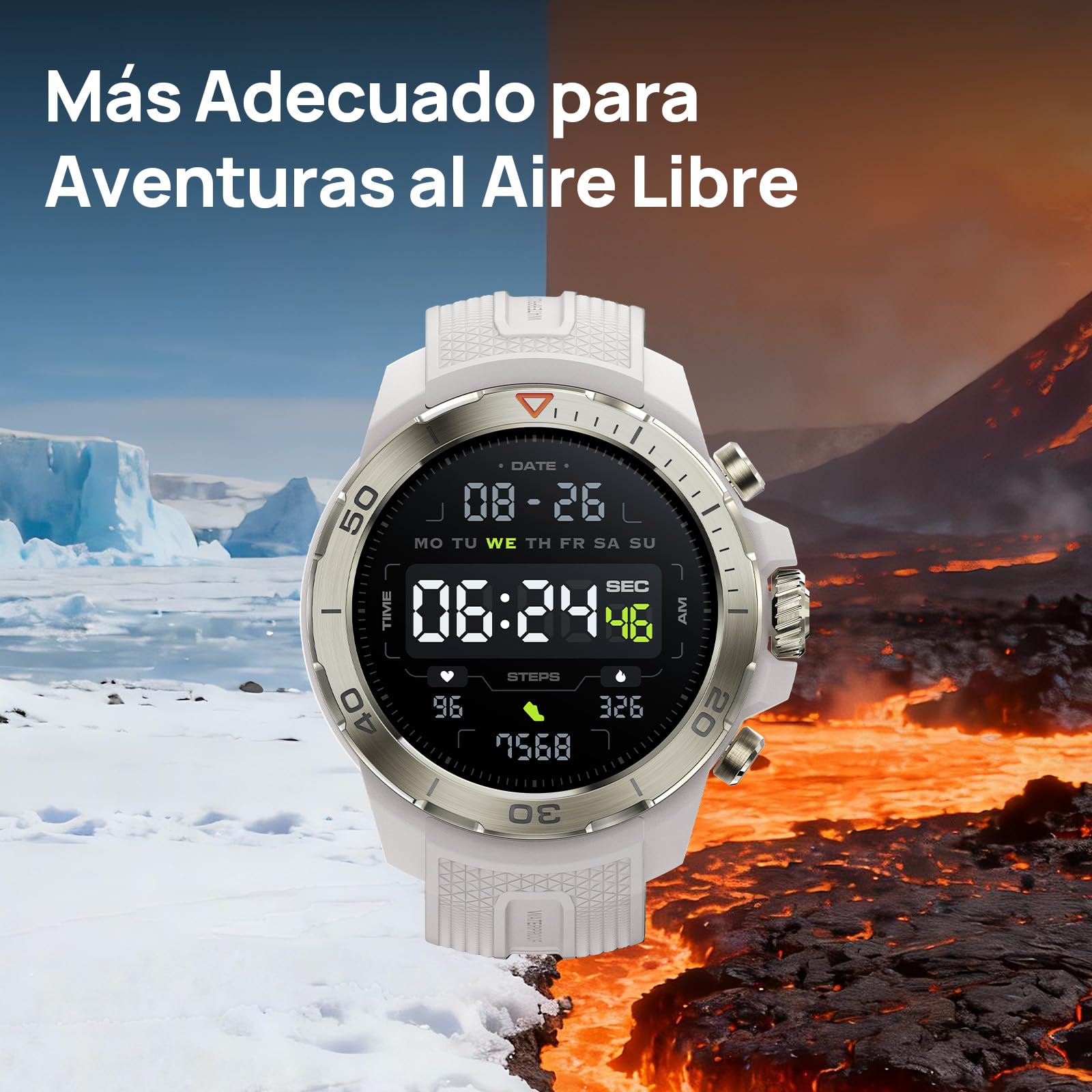 Mibro Watch GS Explorer 10ATM Impermeable, 2025 Nuevo Militar Reloj Inteligente Hombre con GPS,150 Modos Deportivos, Notificaciones, Altímetro, Barómetro, Smartwatch para Android iOS (Blanco)