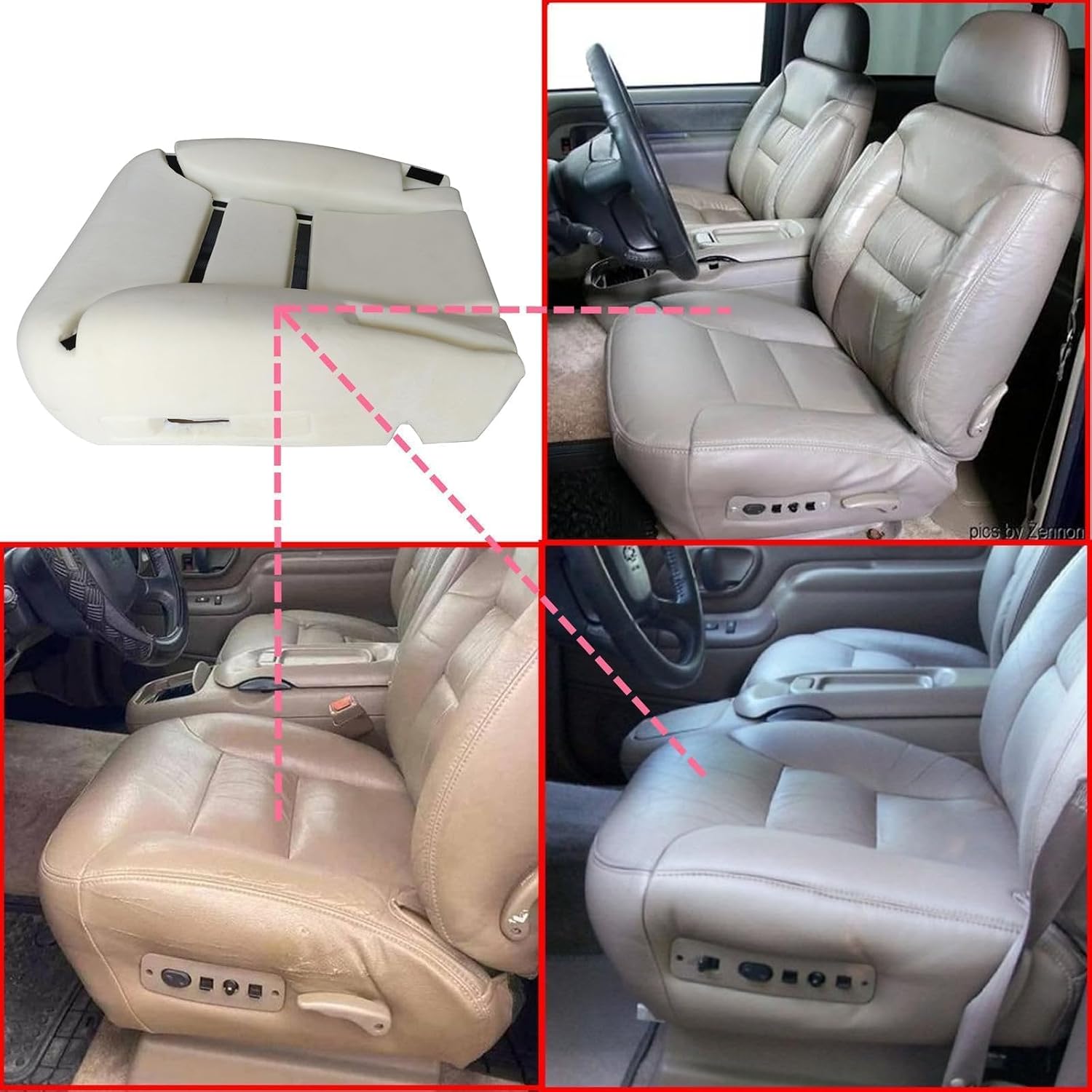 GXARTS Driver Side Replacement Bottom Seat Foam Cushion Pad Compatible with GMC Yukon Sierra Chevy Tahoe Silverado Suburban C1500 C2500 C3500 K1500 K2500 K3500 1995 1996 1997 1998 1999