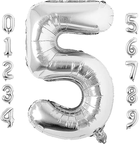 Miniatura 9 de Globo plateado grande de 40 pulgadas con el número 9 de tamaño extra grande, globos de helio de aluminio de Mylar para fiestas de cumpleaños,