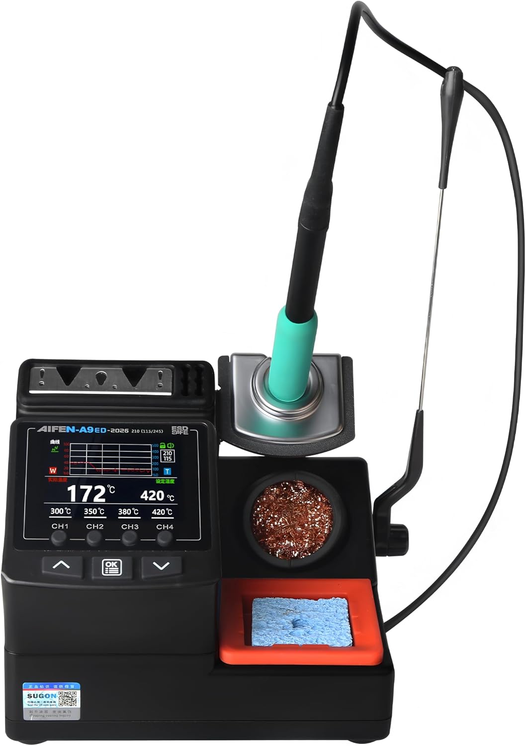 Kaisi-A9ED 2026 180W Repaid Healing Iron Solder Staion C210 C245 C115 Handle Solder Iron Electronic Welding Rework Station(A9ED 2026 115+3Tips)