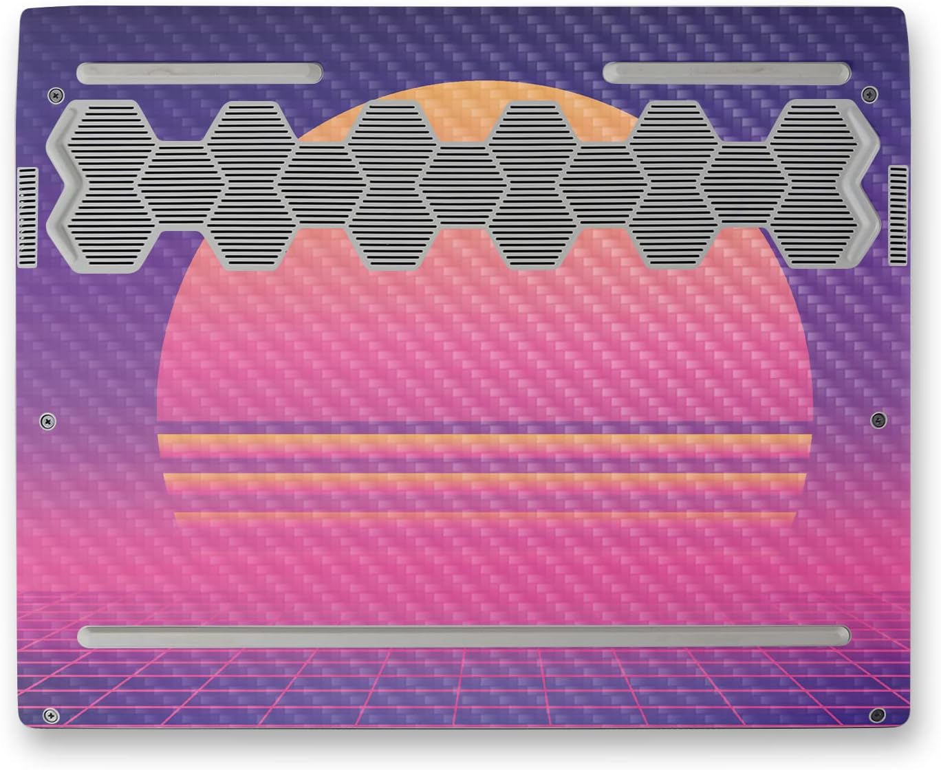 MightySkins Carbon Fiber Skin Compatible With Alienware X14 (2022) Full Wrap Kit - Synthwave Sunset | Protective, Durable Textured Carbon Fiber Finish | Easy To Apply & Change Styles | Made in the USA