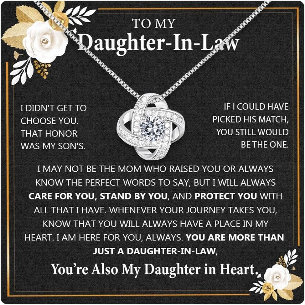 Larvincy To My Daughter In Law Necklace With Heartfelt Message & Elegant Box - Jewelry Daughter In Law Gifts From Mother In Law On Birthday, Wedding Day, Valentine, Christmas, Mothers Day & More