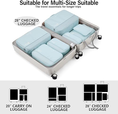 Miniatura 4 de Hanke 7 juegos de cubos de embalaje para viajes, bolsas organizadoras de viaje, organizadores de embalaje expandibles compresibles