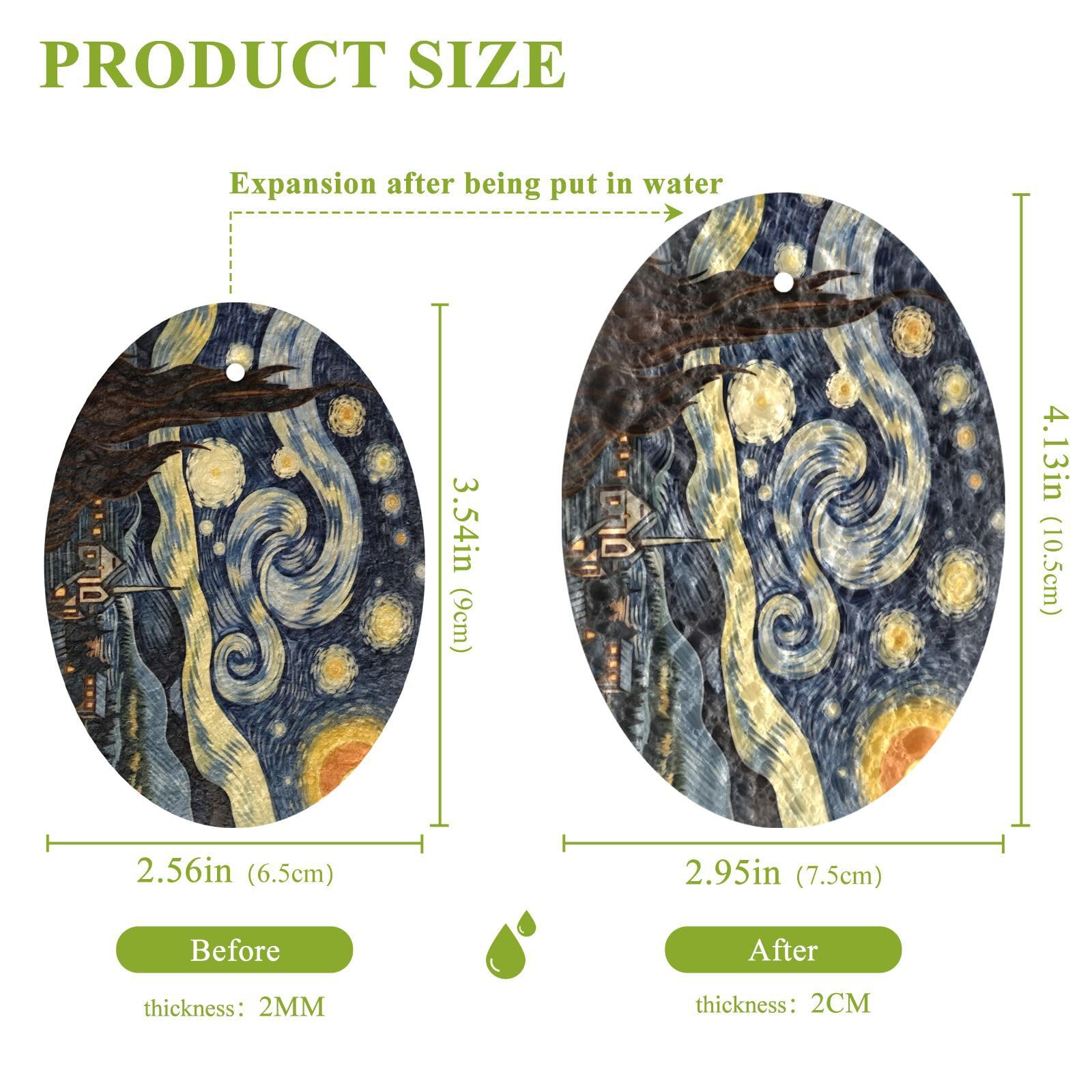 Kigai Van Gogh's Starry Sky Scrub Sponges Kitchen 3 Count, Non-Scratch Scrub Sponges Pop-up Cleaning Sponges for Washing Dishes Household Kitchen Bathroom