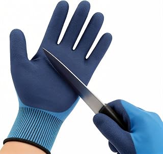 12 Pairs Work Gloves for Men & Women, Double-Layer Latex Coated Puncture & Abrasion Resistant Safety Gloves, Waterproof Palm & Non-Slip Grip for Gardening, Construction, Fish Cleaning