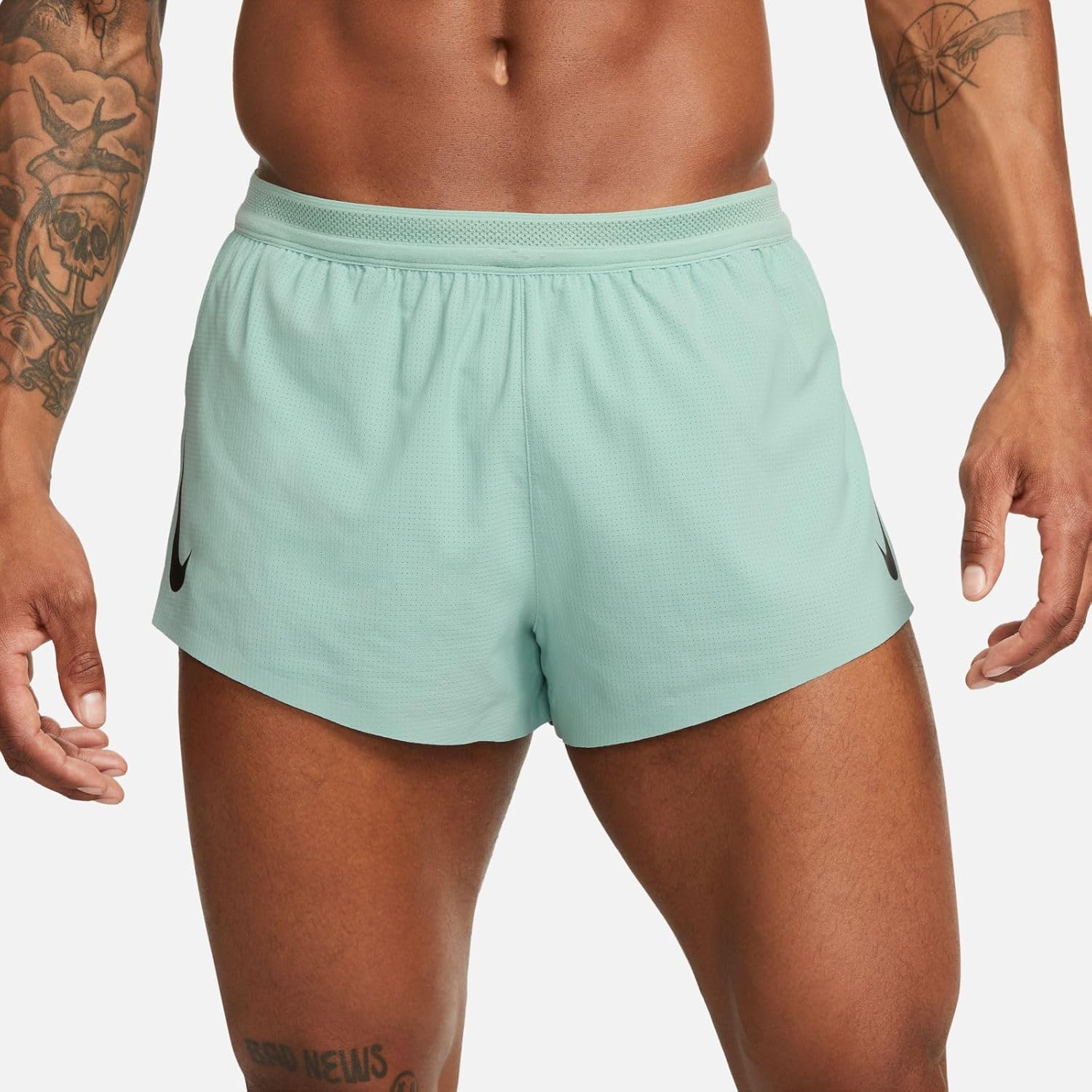 Nike Men's DRI-FIT ADV AEROSWIFT 2" Running Shorts, Mineral/Black, Large