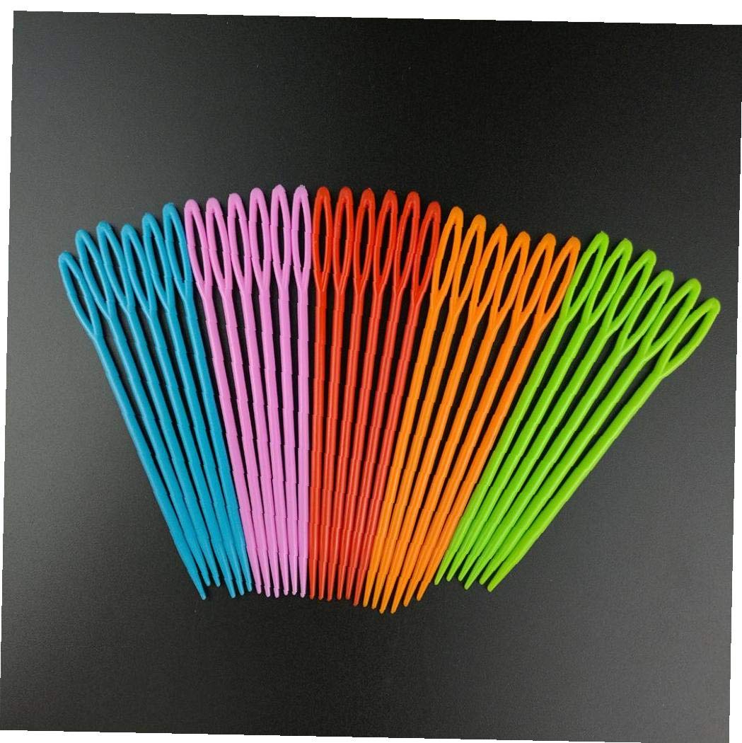BYFRI 5pcs Plastic Large Eye Sewing Needles Childrens Plastic 7cm Needles Craft Needle Projects for Stitchery Darning Wool Embroidery Tapestry Needles(random Color)