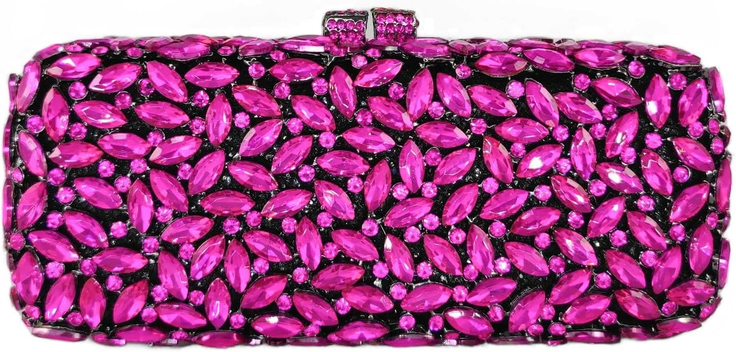 Boutique De FGG Women Crystal Clutch Bag Minaudiere Box Handbag Party Prom Rhinestone Clutch Purse Wedding Bag, Mini