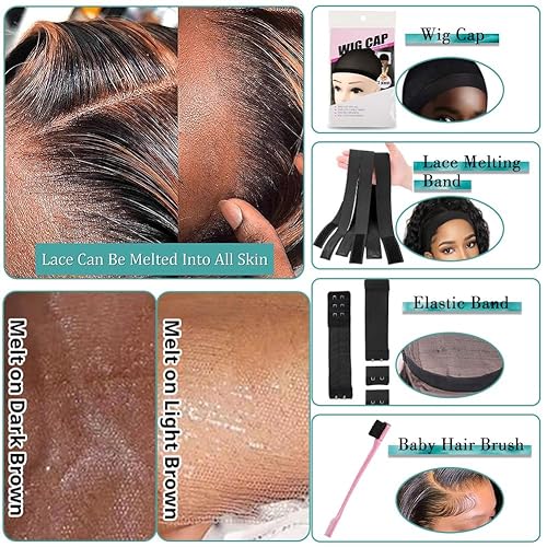 Miniatura 3 de XZZ Pelucas de encaje frontal con reflejos degradados, cabello humano 1B30 negro y marrón, pelucas de cabello humano rubio miel, pelucas frontales