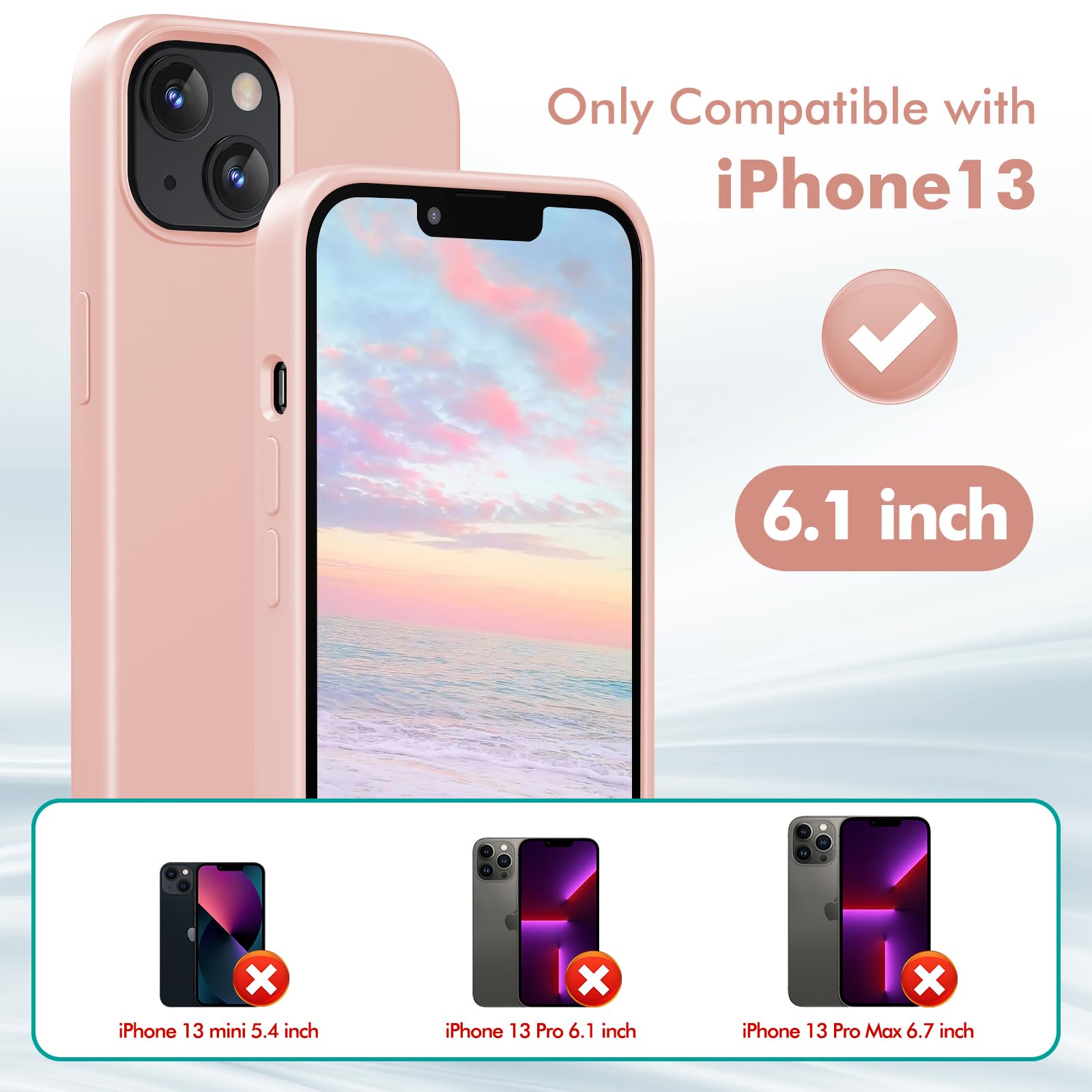 TIIXXE Silicone Case Compatible with iPhone 13 case Soft Ultra Slim Protective Shockproof Liquid Silicone Phone Case,Anti-Scratch Microfiber Lining - Image 2