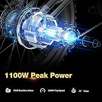 Vista 6 de Bicicleta eléctrica plegable con neumáticos gordos Narrak, batería extraíble de litio de 48V y 624Wh, motor sin escobillas de pico de 1100W