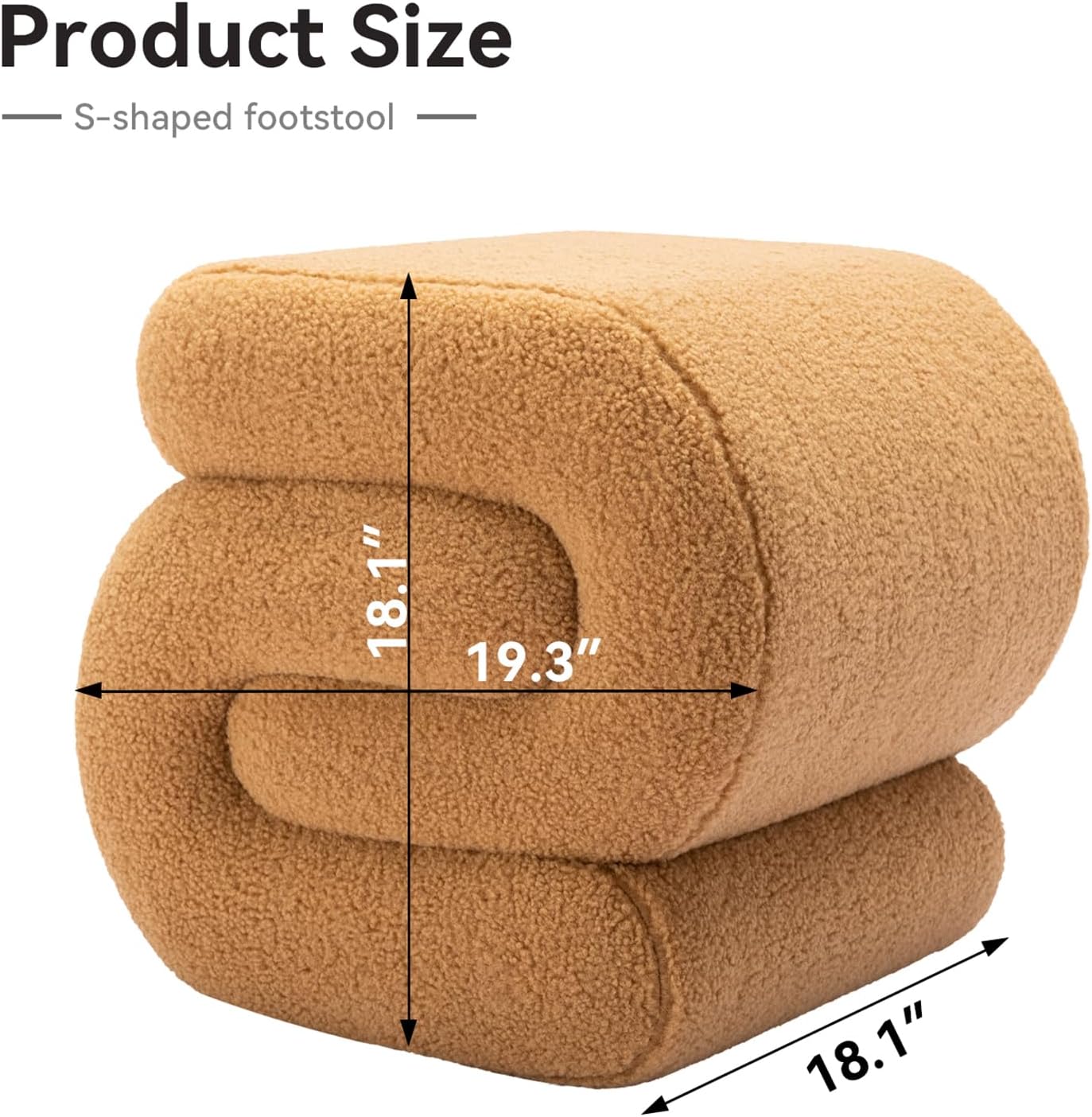 FOXHUNTER Modern Teddy Upholstered Ottoman Coffee Stool