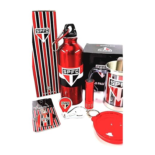 Kit São Paulo Time Futebol Presente Aniversário Namorado Caneca Térmica Squeeze Produto Oficial Licenciado Academia Masculino Pai Amigo Homem Filho Chefe Torcedor Torcida Organizada Tricolor