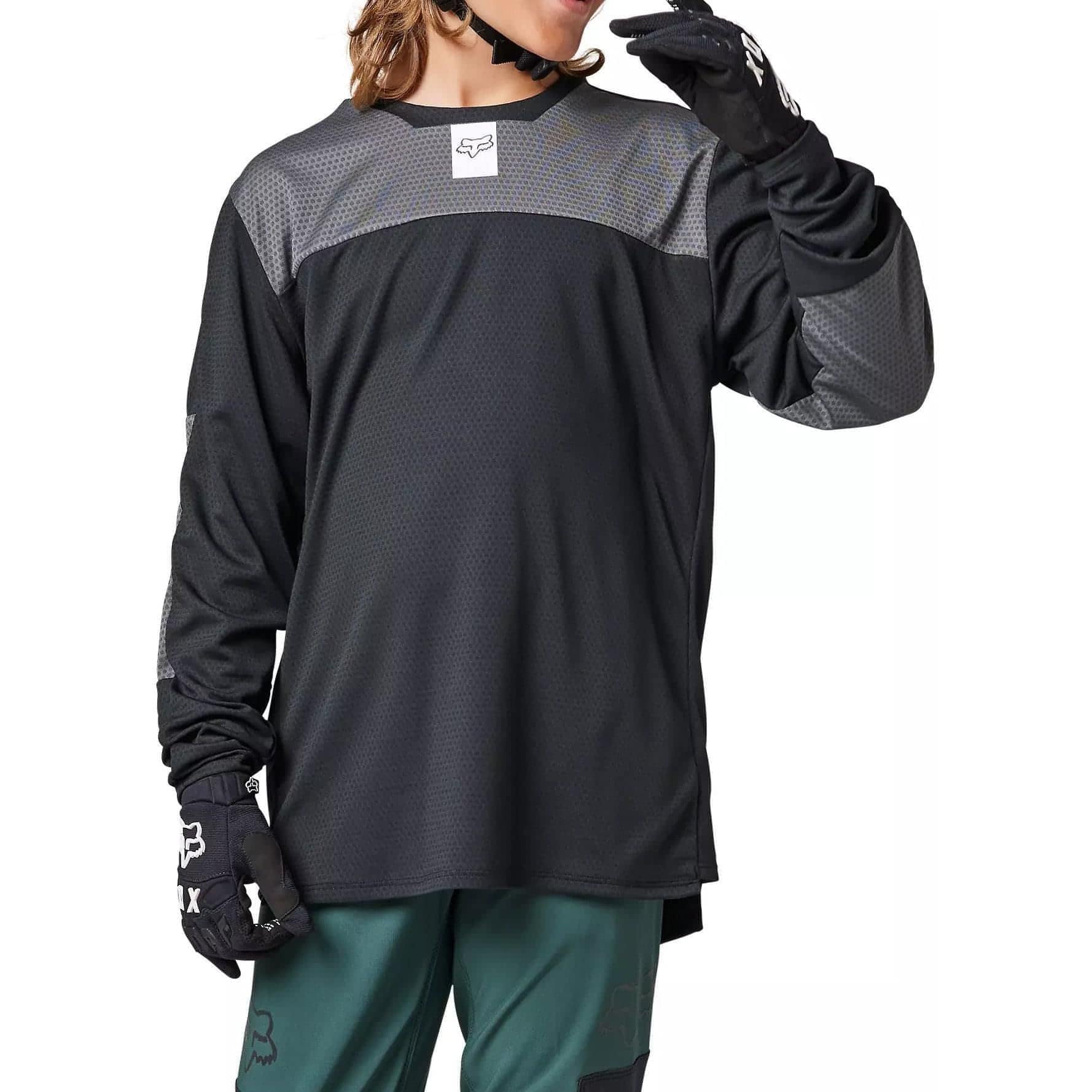 Fox Racing CAMISETA TÉCNICA JUVENIL DE MANGA LARGA DEFEND, Negro, YM