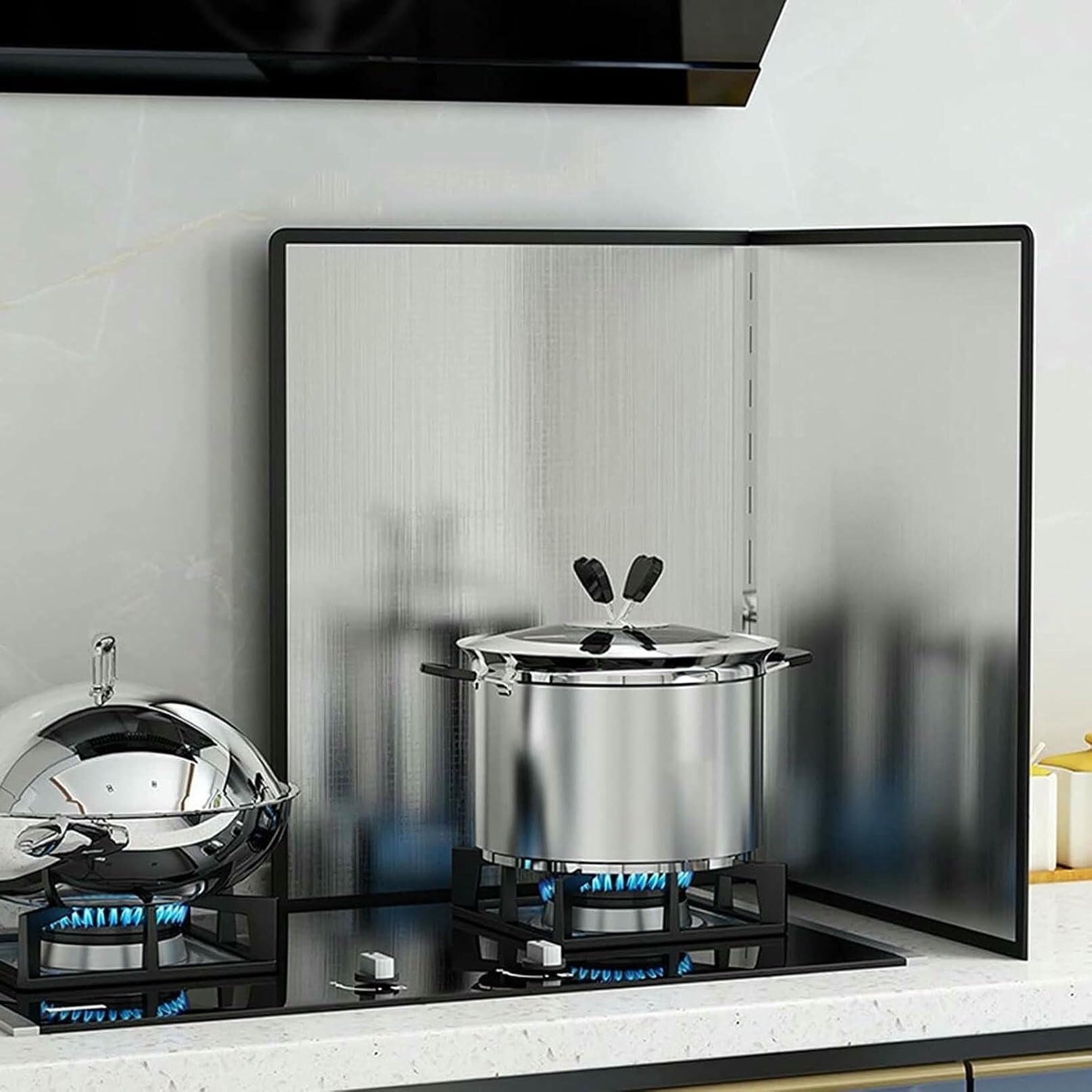 Protector de salpicaduras plegable de acero inoxidable, protector antisalpicaduras de cocina de 2 lados para protección de sartenes y estufas