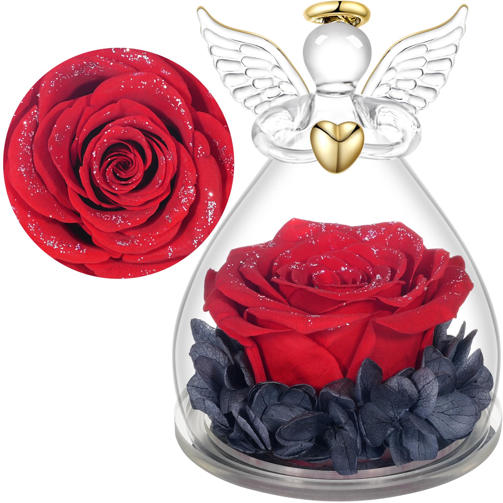 Yamonic Rosa Eterna Regalo Mujer,Rosa Eterna Natural Preservada con Figura Ángel Regalo Dia de la Madre, Flores Preservadas Regalos Cumpleaños Mujer Abuela, Regalos para mamá en el Día de la Madre — view 20