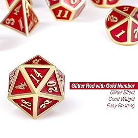 Ruby Red DND Metal Dice, DnDnD 7PCS Metallic D&D Dice Set for Dungeons and Dragons Game