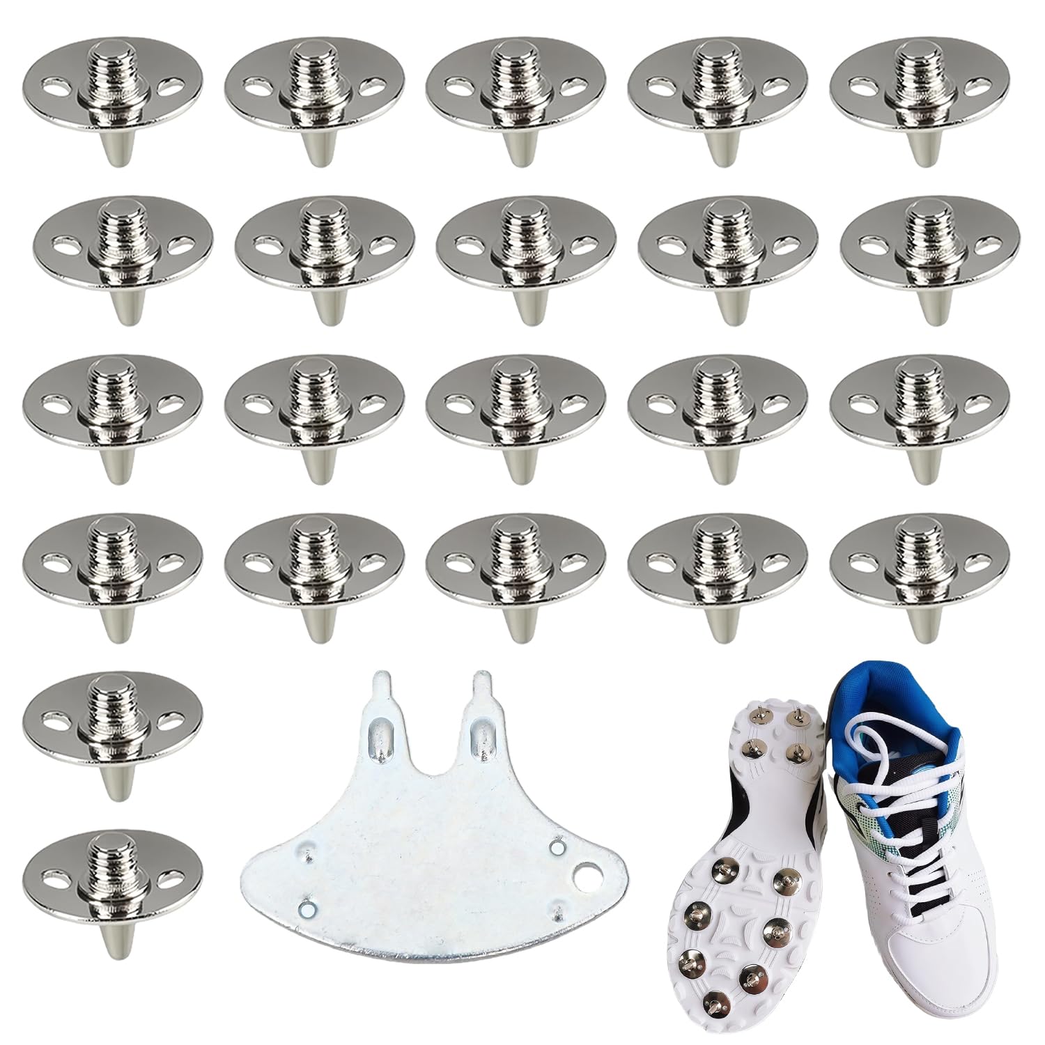 22Pcs Metal Golf Shoe Studs,Replacement Metal Cricket Spikes With Spanner,Golf Spikes Universal Shoe Cleat Set,Screw In Studs Cleats Pins,for lightweight cricket shoes, golf shoes, and most athletic