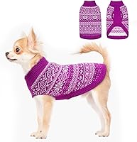 Vista 26 de HOMIMP Suéter de rombos para perros - Ropa cálida de invierno para cachorros, abrigo suave, suéter feo para perros pequeños, medianos y grandes, Azul