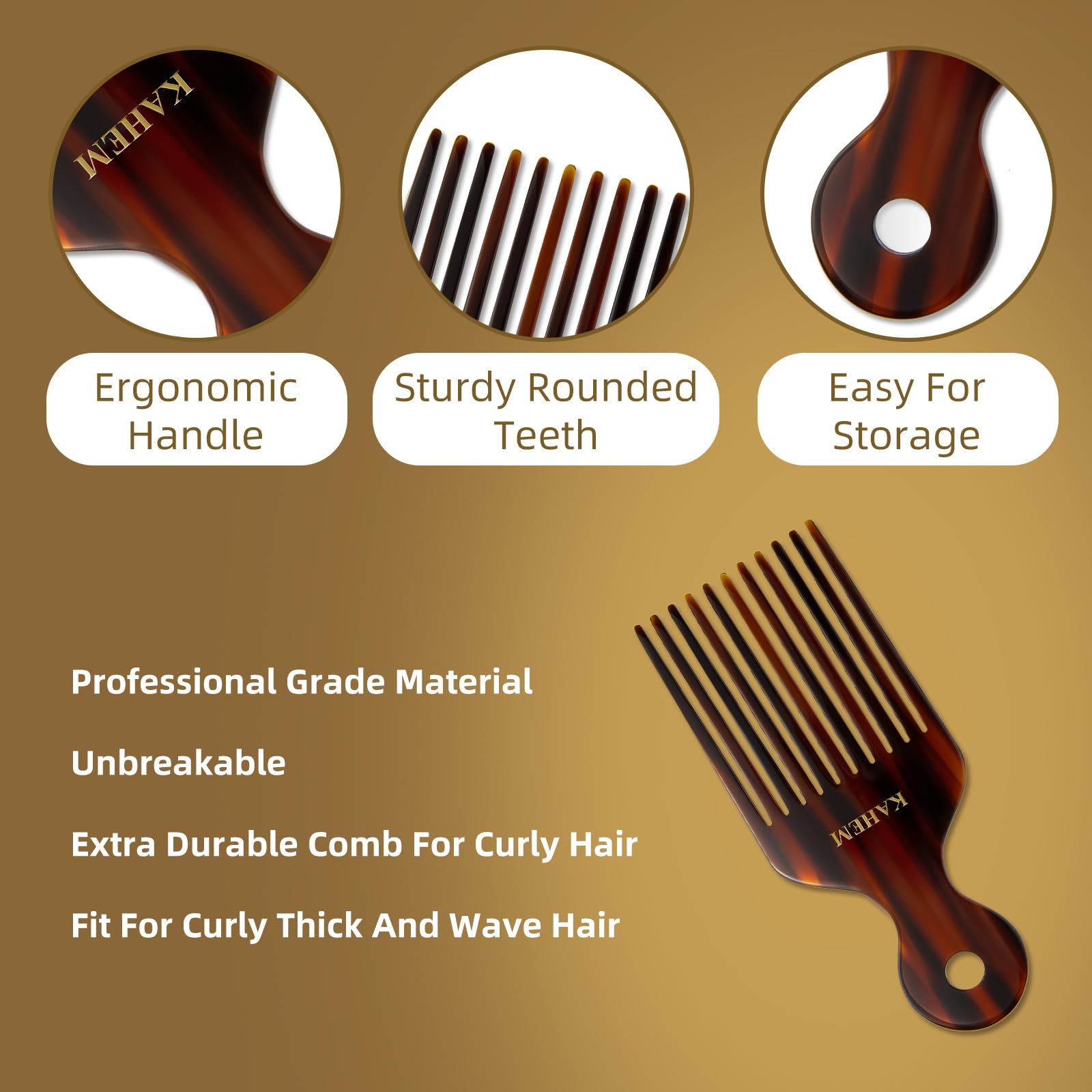 Peine de dientes anchos para cabello largo, grueso y rizado, peine desenredante y elevación de 6.89 pulgadas para mujeres y hombres 7