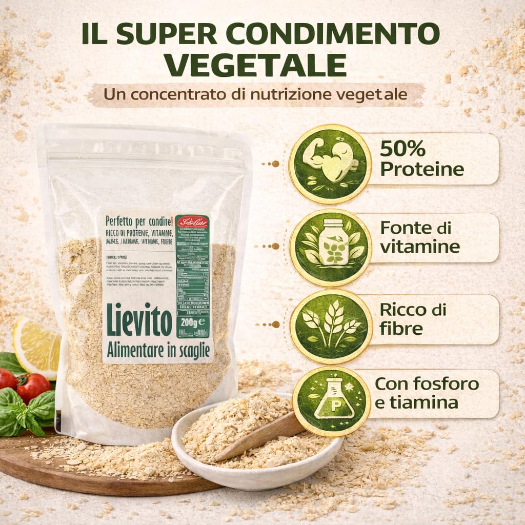 Stella | Lievito Alimentare Nutrizionale in Scaglie | Lievito in Fiocchi Proteico | Condimento per Zuppe e Piatti Vegan 6 x 200g