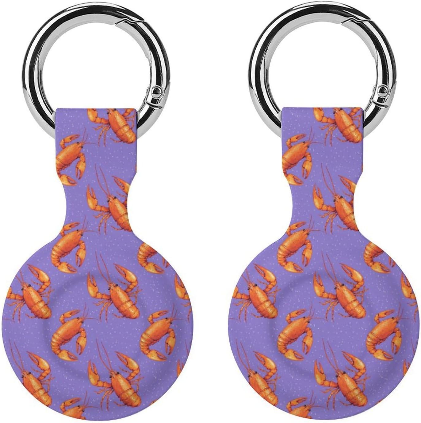 Lobster Pattern Funny Cover Compatible with AirTag Case Protector GPS Tracker Holder with Keychain