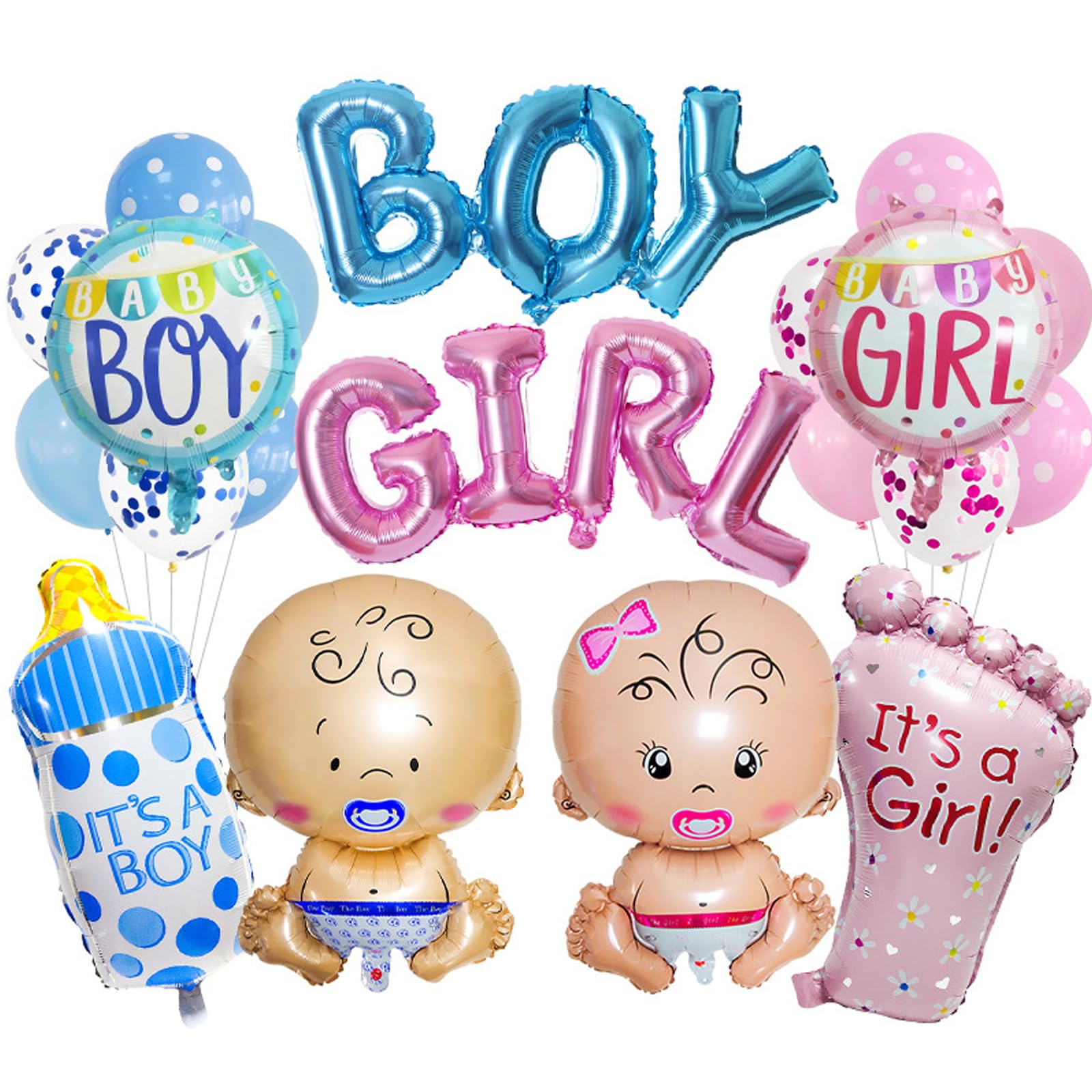 Gender Revealing Balloons Set, Boy or Girl Balloons, Gender Announcement Baby Party Decorations, Ideal Decorations for Baby Showers and Celebrations, Easy to Handle and Reuse