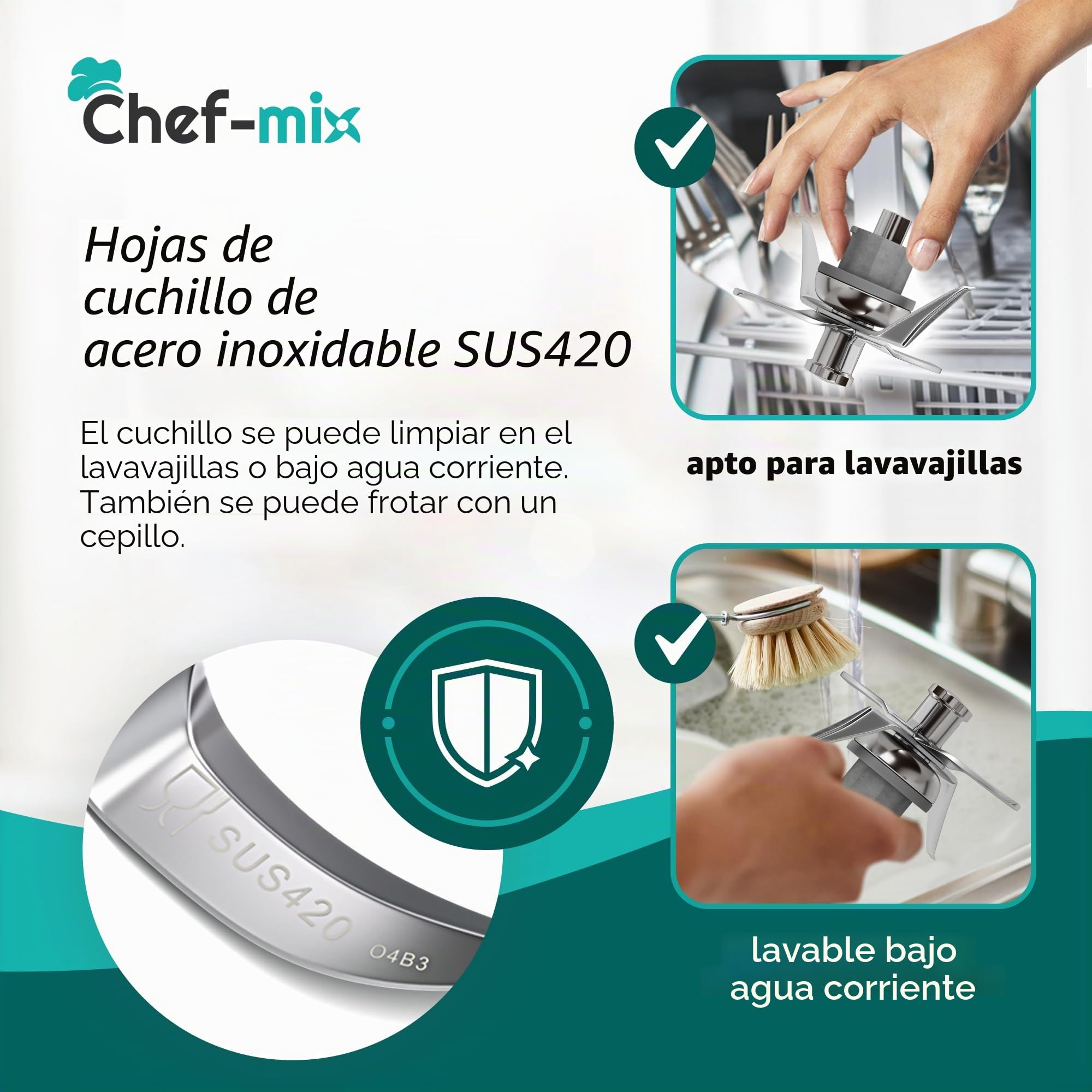 Alternativo Cuchilla mezcladora compatible con Thеrmomix TM21 | Cuchilla cuchilla de repuesto accesorios, de acero inoxidable, con junta, ultraafilada, para robot de cocina