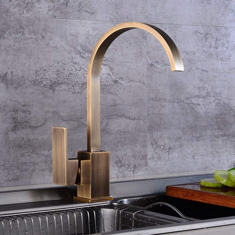 ZYCHSJXA Antique Bronze Kitchen faucets 360 Rotate Swivel Faucet Hot Cold Water Tap Mixer Sink