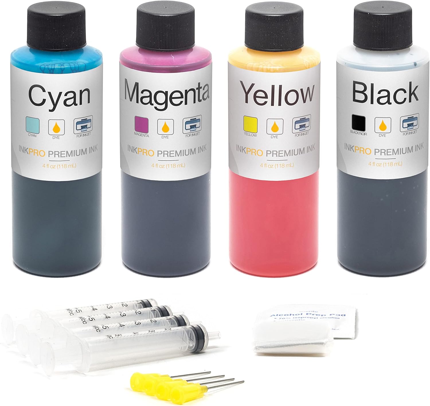 InkPro Premium Combo Ink Refill Kit for HP 60/XL, HP 61, HP 62, HP 63, HP 64, HP 65 Cartridges 4oz 118mL