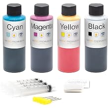 InkPro Premium Combo Ink Refill Kit for HP 60/XL, HP 61, HP 62, HP 63, HP 64, HP 65 Cartridges 4oz 118mL