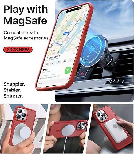 Miniatura 3 de Aulofe Funda magnética fuerte para iPhone 15 Pro, compatible con MagSafe, probada en caídas de grado militar, a prueba de golpes, delgada,