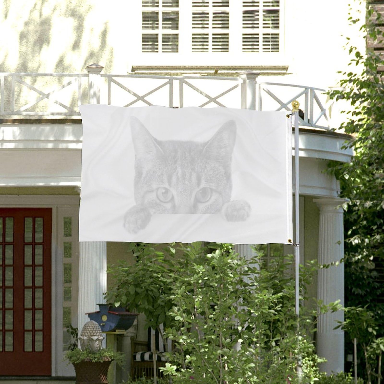 Stouts Gartenflagge „Welcome Black Cat“ – 30x45 Cm, Wetterfest, Niedliches Katzen-Design Für Hof & Garten