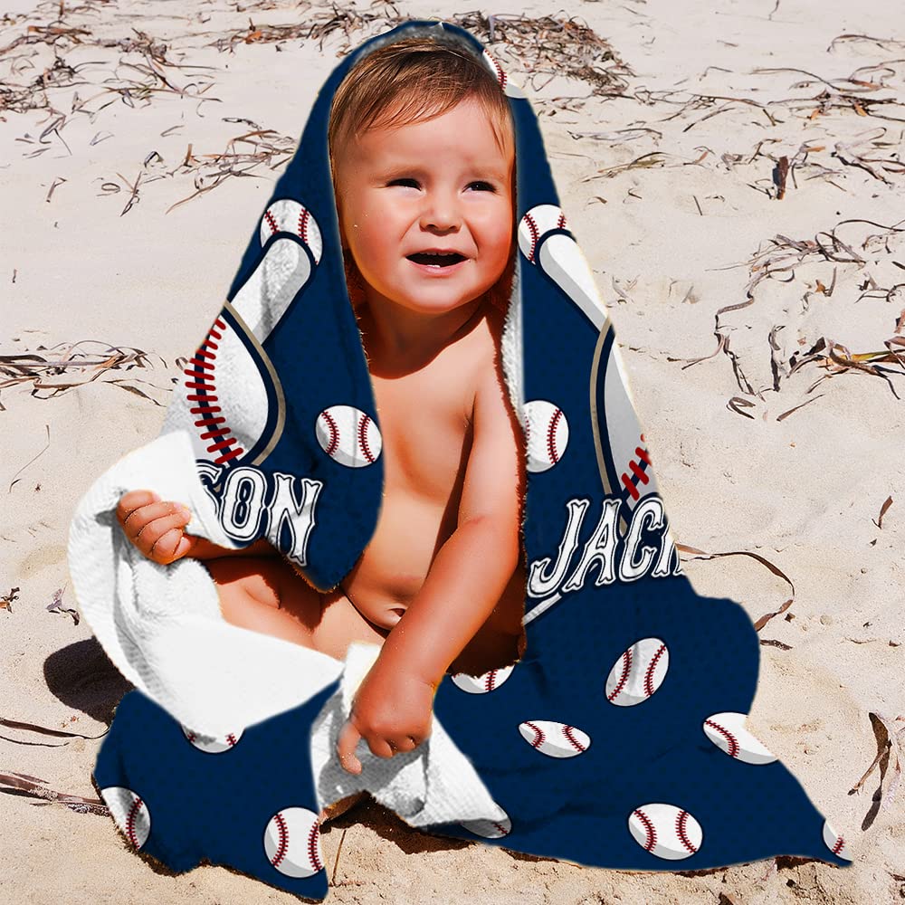 Personalized Baseball Beach Towel With Name - 30x56 Inch Microfiber Quick Dry Towel For Kids & Adults - View #3