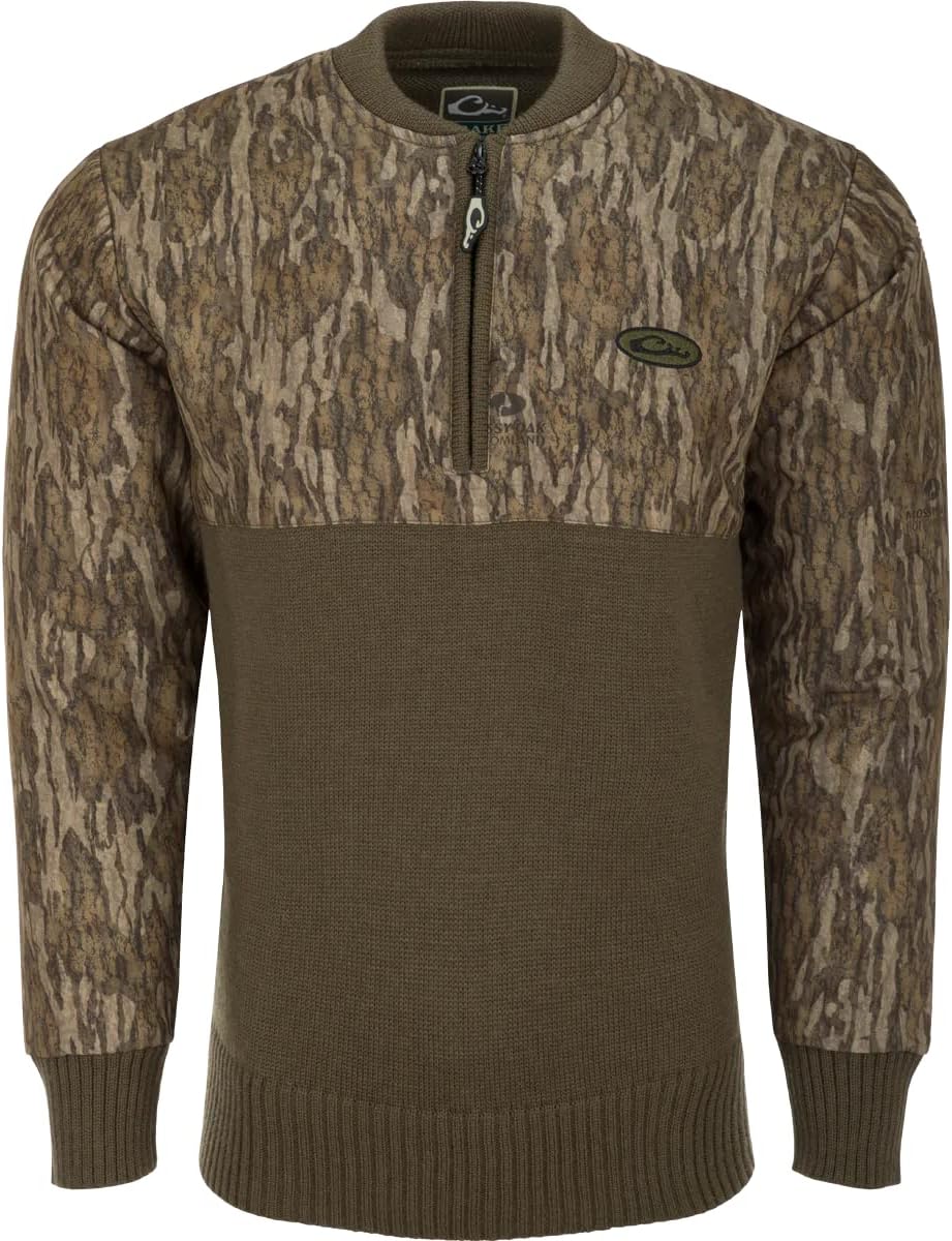 Drake Waterfowl Solid 1/4 Zip Wool Sweater Brown