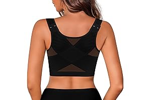 Women's Front-Closure Wireless Back Support Posture Corrector Bra with Nipple Covers