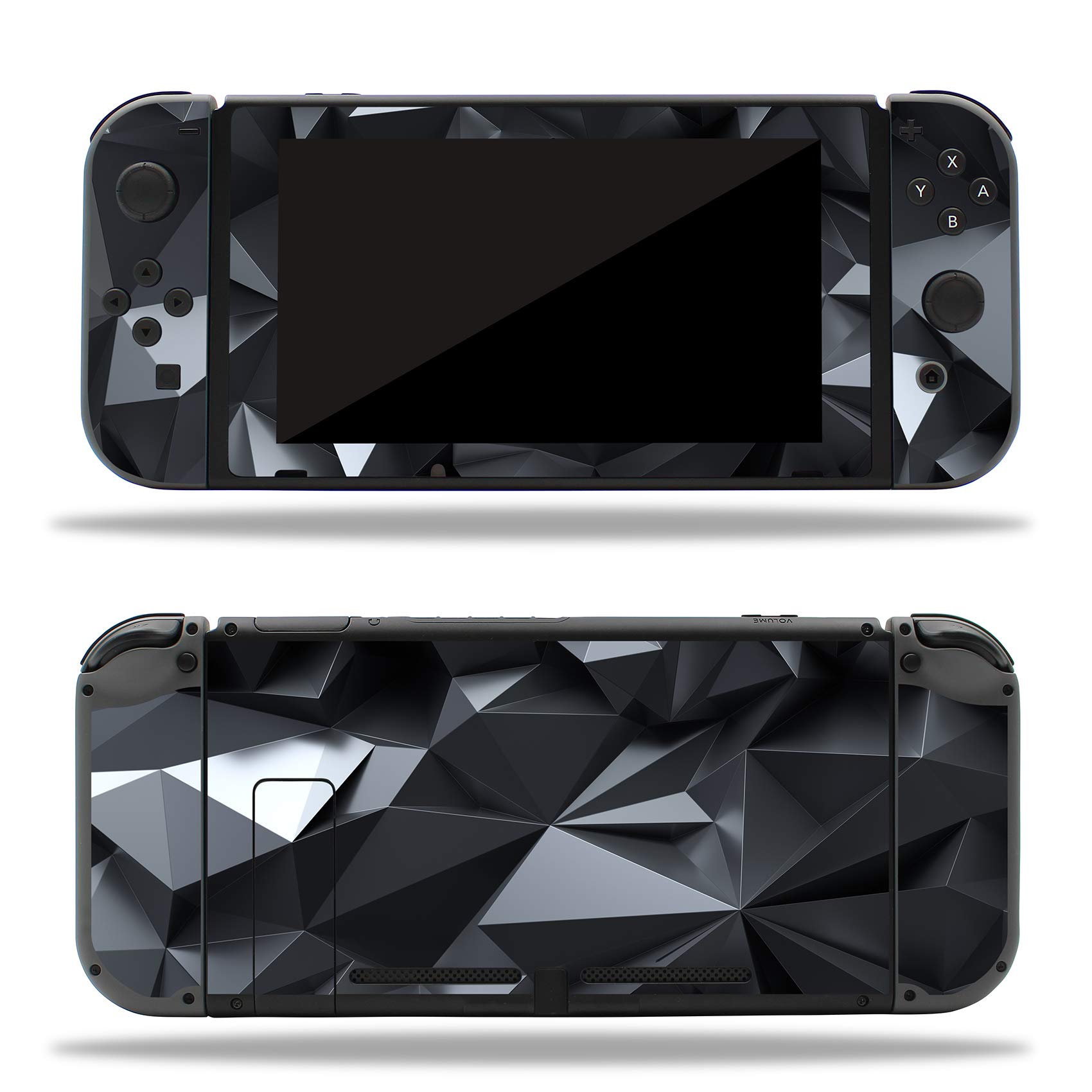 Juego de protectores de pantalla para Nintendo Switch HAC-001, consola de juegos 2017, protección superior contra arañazos, diseño adhesivo, ajuste perfecto, RX021 (n.º 5 Polygon negro)