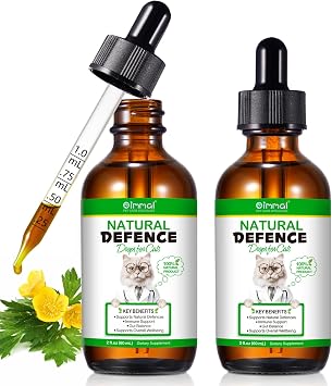 2Pack Natural Defence Drops for Cats, Cat Immune Support Drops, Cat Antibiotics for Infections - Supports Immune & Allergy Itch Relief, Suitable for All Breeds, Bacon Flavor