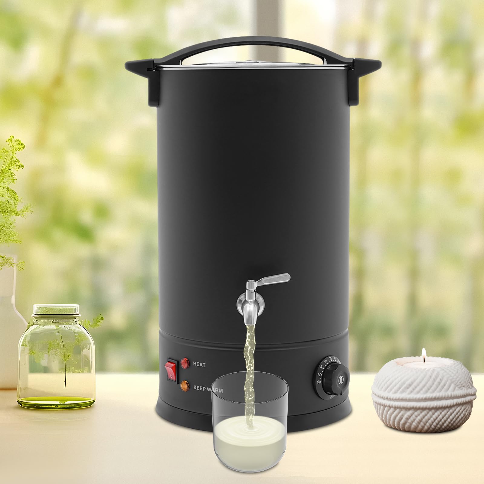 Duoruameng 15 l topiarka do świec, 1800 W, elektryczna doniczka do topienia wosku, stal nierdzewna, z dzióbkiem do samodzielnego wytwarzania świec, 30-110°C (czarny)